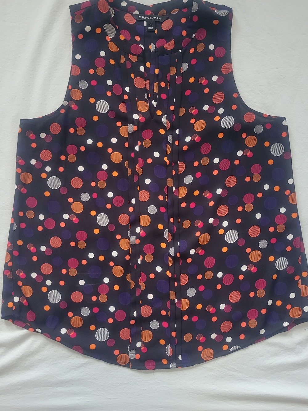 41 Hawthorn Black Sleeveless Dot Print Camisole with Red, Orange & Purple Dots